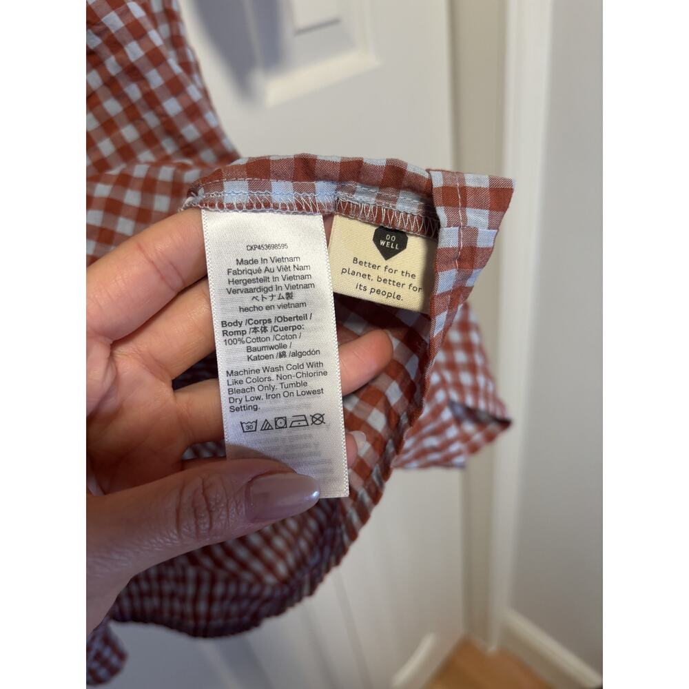 Madewell Rust White Gingham Button Down Dress 00 - Picture 7 of 9